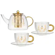 Ashdene Elegant Bee Glass Teapot & Set Of 2 Teacups - Robins Kitchen