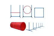 Petscene Dog Agility Equipment 5PC Set Obstacle Course Pet Training Kit Supplies Jump Hurdle Tunnel Poles Pause Box Carrying Bags