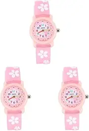 [Gatuida] 3 Pcs Children's Watch Cartoon Kid Watch Kids Cartoon Watch Children Cartoon Watch Digital Watch Girls Kid Watches Cartoon Quartz Watch Cute Student Quartz Watches Silica Gel