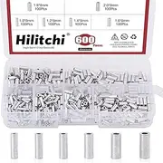 Hilitchi 600 Pcs 6 Sizes Single Barrel Crimp Sleeves Mini Aluminum Crimp Sleeves Connector Kit for Fishing Line for 1.0, 1.2, 1.4, 1.6, 1.8, & 2mm Fishing Wire Dia.