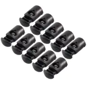 10 Pcs Plastic Spring Stop Toggle Cord Locks End Black