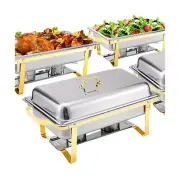 9.5QT Chafing Dishes, 4 Pack Golden High Premium Stainless Steel Complete Set...