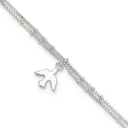 Sterling Silver Polished 2-Strand Dove 9In Plus1In Ext Anklet