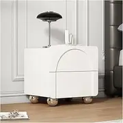 Bedside Cabinet White Bedside table Nightstand with Spherical stainless steel table legs and 2 Drawer, Modern Nightstands End Table Wooden Bedside Tables for Bedroom, Living Room Bedside Drawers(L40xD