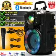 Portable Rechargeable Bluetooth Party Karaoke Speaker RGB Lights + 1.8m Mic