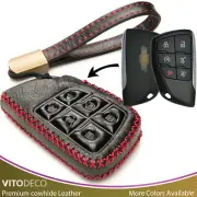 Vitodeco Superior Leather Smart Key Fob Case Compatible for Chevrolet (6-Button)