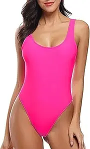 [MIAIULIA] Women's Retro 80s/90s Inspired High Cut Low Back Padding One Piece Swimwear Bathing Suits