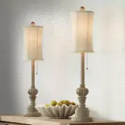 Bertie Traditional French Country Style Buffet Table Lamps 28" Tall Skinny Set o