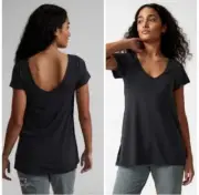 MSRP $79 NEW ATHLETA BLACK XS ESSENCE SUPPORT TOP WORKOUT SHIRT BUILT IN BRA