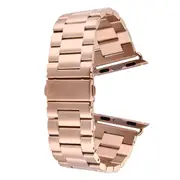 For Apple Watch SE (2nd Gen),44-mm Case Butterfly Stainless Steel Watch Band,Rose Gold