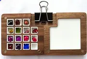Portable Wooden Mini Travel Paint Palette, 15 Grids, Magnetic, Brown, Rustic, Perfect for Watercolor & Acrylic Painting