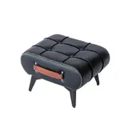 Catzon Stylish Small Footstool Faux Leather for Extra Seating in Living Room-Black
