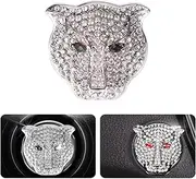 1 Pcs Black Start Button Cover Button lid leopard rhinestone Diamond Interior Start Car Start Stop Button Cover Button Cover Anti-Scratch Start Ignition Protective Cover Universal for Car (Black)