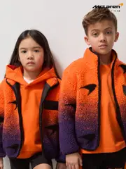 Reiss Papaya Orange/Purple Drift 3-9 yrs Unisex Fit McLaren F1 Team Ombré Fleece Jacket (AW3956) | $155