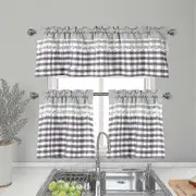 Kitchen Curtains Decor Window Curtain Luxury Cafe Valance Topper Drapes TAO Light Grey 74cmx90cm