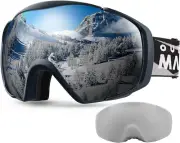 Ski Goggles with Cover Snowboard Snow Goggles OTG Anti-Fog