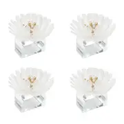 Kim Seybert Cosmos Napkin Ring in White & Gold, Set of 4