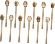 Mikinona 12pc Wooden Sticks Jam Dippers for Honey Pot Large Groove and Thread Design Regular Mouth Jar Compatible