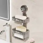 Organizer Rack Ventilated Soap Holder Bathroom Storage with Suction Cup Shelf