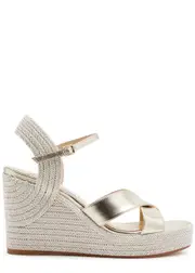 Jimmy Choo Dellena 100 Metallic Espadrille Wedge Sandals - Gold - 38 (IT38 / UK5) 38 (IT38 / UK5)