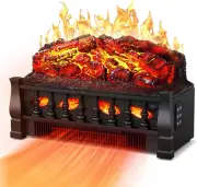Electric Fireplace Log Set Heater 21IN, Remote Control, Flame Brightness Adjusta
