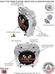 RC Champion 3 Row Radiator Flathead Config,16" Fan,Shroud-1949-1953 Ford Cars (for: Ford)