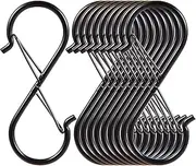 BINNIKY 10 Pack S Hooks for Hanging, 3.7 Inch Metal Plant Hooks for Hanging Baskets, S Hooks Outdoor, Heavy Duty S Shaped Hooks with Double Safety Buckle, for Bird Feeders, Jeans, Pots, Pans, Closet