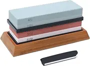 Kavolet Set, 400/1000 3000/8000, Sharpening Stone Set, Double-Sided Cutting Set with Non-Slip Bamboo Base and Free Angle Guide for Sharpening and Polishing