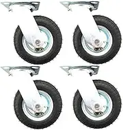 riin 4pcs 6Inch Pneumatic Caster Wheel Inflatable Industrial Castor Swivel Non Brake/Lock 80kg ea for Trolley Furniture Equipment