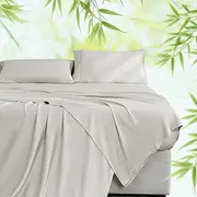 LINENOVA Bamboo Sheets Set Queen Size,100% Cooling Bamboo Sheet Set for Hot Sleepers, Moisture Wicking Bed Sheets with 40cm Deep Pocket, Silky Soft Bedding Sheets (Queen, Latte)