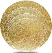 WANBAO 4 Pack Gold Cake Boards Round Cake Circles 6, 8, 10, 12 Inch Cake Base Cardboard, 1 of Each Size Set for Baking Cake, Wedding Birthday Cake, Dessert, Cake, Pizza Decorating and Exhibition