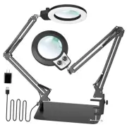 10X Magnifying Glass with Light and Stand, 2-in-1 Any Color Modes & Stepless