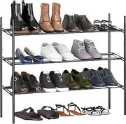 SimpleHouseware 3-Tier Expandable Shoe Rack Stackable Shoe Organiser, Black