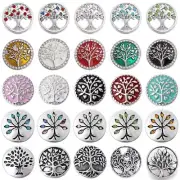 Tree Life Snap Buttons - 18mm Metal Crystal Charms DIY Snaps Jewelry Charm 6pcs