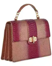 NWT $475 Brahmin Hallie Pomegranate Harkness Leather Satchel purple bronze