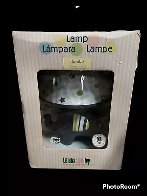 RARE Lambs & Ivy Jumbo Navy Blue Elephant Nursery Lamp with Shade & Bulb