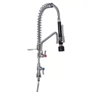 3Monkeez Compact Stainless Steel Single Hob Mount Pre-Rinse with 12" Pot Filler - Taps and Rinse Jets (T-3M53112-C) - T-3M53112-C