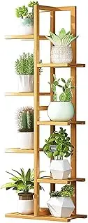 6 Tiers Vertical Bamboo Plant Stand Staged Flower Shelf Rack Outdoor Garden - Wood