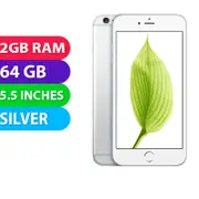 Apple iPhone 6+ Plus (64GB, Silver) - Refurbished (Excellent)