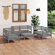 Generic 7 Piece Garden Lounge Set Grey Solid Pinewood,3082589