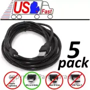 Lot5pk 15ft long USB Micro 5pin Digital Phone/Charger/Sync/Data Cable/Cord/Wire