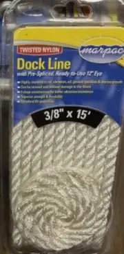 Marine Dock Lines, 3/8" x 15' Twisted Nylon #7-6351, Moring Lines