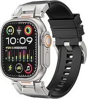 for Apple Watch Ultra 2 / Ultra Series 10 9 8 7 6 5 4 SE, Bands for Apple Watch 49mm 46mm 45mm 44mm,Silicone Strap with Durable Stainless Steel Connector for iWatch TPU & Metal Band