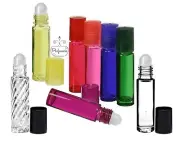 Roll on Bottle 10 ml Glass Essential Oil Roller, Lip Gloss, Aromatherapy 12 Pack