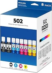 PFXNJDEQ 502 Ink Refill Bottles ET-2850 ET-4850 ET-15000 Ink Refill Compatible with 502 Ink Refill Bottles 8-Pack, for SC2100 ET 2850 ET 3830 ET 3843 ET 3850 ET4850 ET 15000 ET 2760 ET 3760 Printer