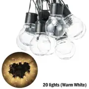 Solar Retro Bulb String Light Outdoor Garden LED Festoon Party Globe 10/20 Bulbs