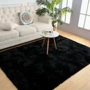 Soft Area Rugs for Bedroom Living Room Plush Fluffy Rug Shag 9x12 Feet Black