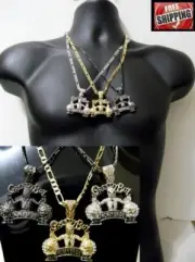 Hip Hop Necklace Greedy Boy Money Cash Bag Pendant Crystal Figaro Chain