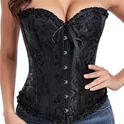 [XuoAz] Bustier Corset Top for Women, Black Lace Up Corset Lingerie, Tight Shapewear Waist Cincher
