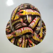 NEW FULL BRIM Hard Hat custom hydro dipped in HOT WHEELS SUPER SICK NEW